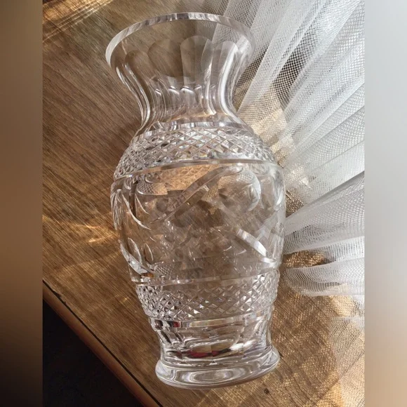 VINTAGE WATERFORD CRYSTAL VASE LARGE HOURGLASS PRE 1990 GREAT GIFT!